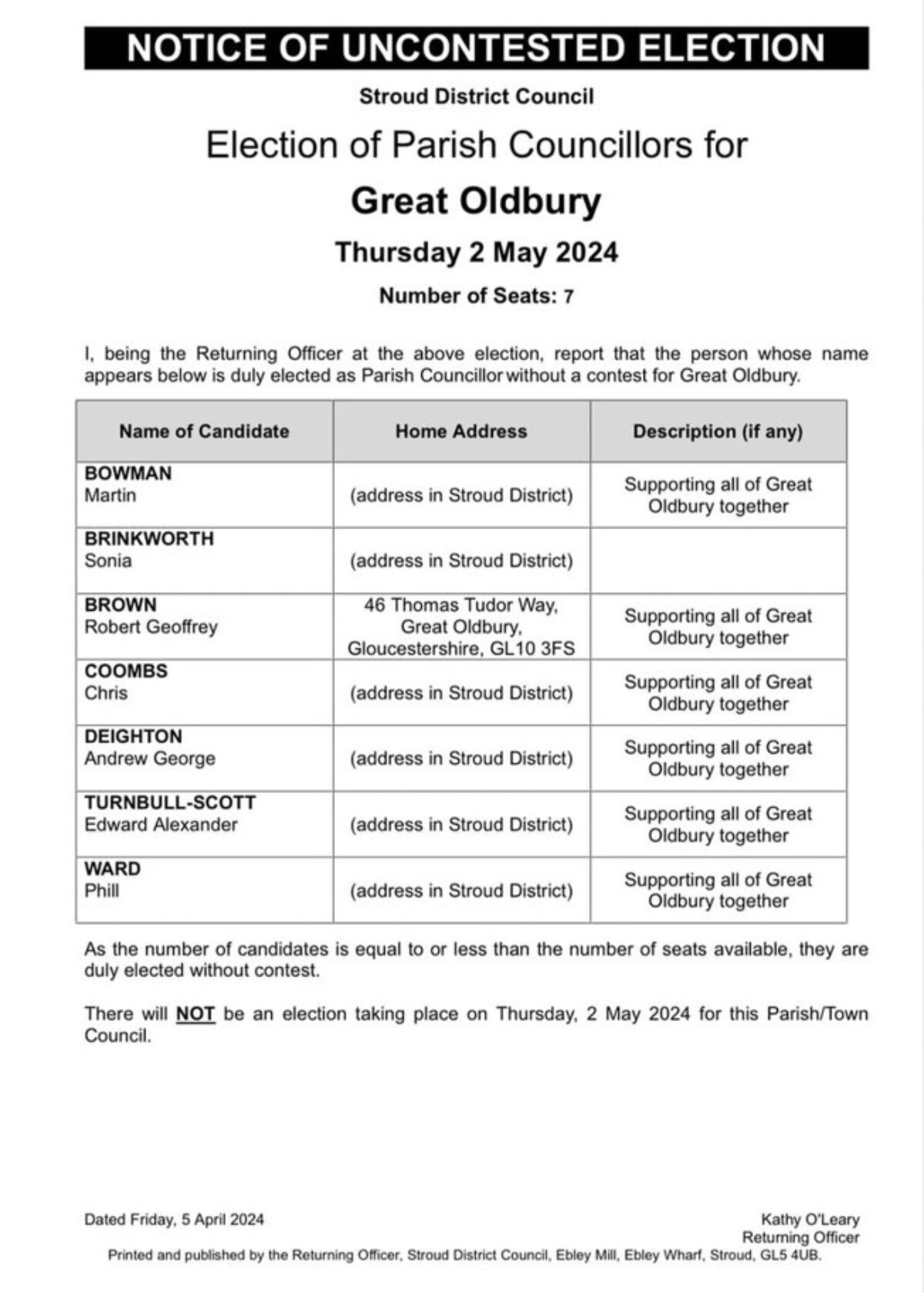 Great Oldbury Parish Council